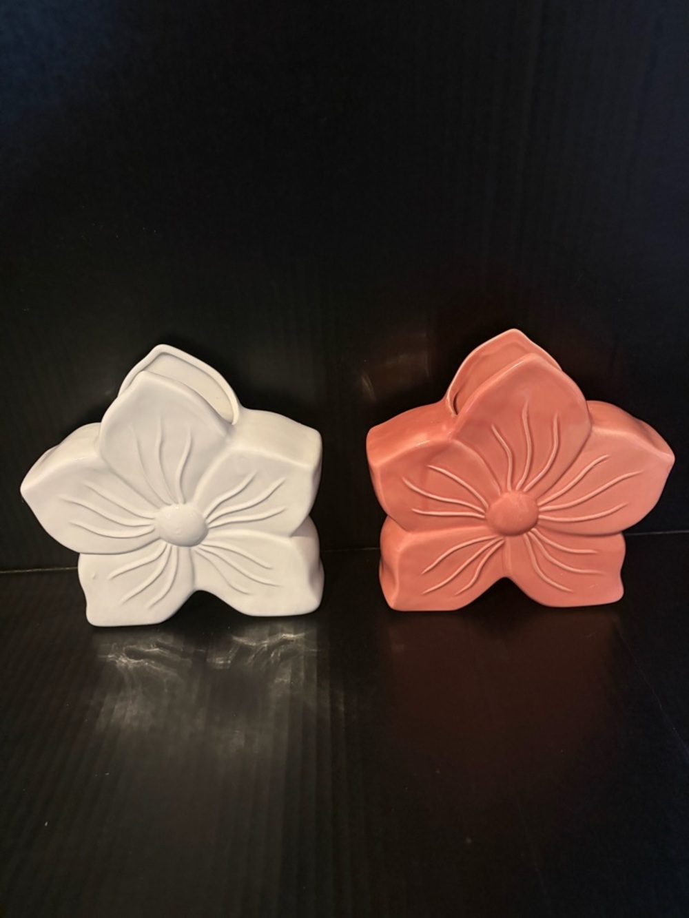 Ceramic Flower Vases - White & Coral Set